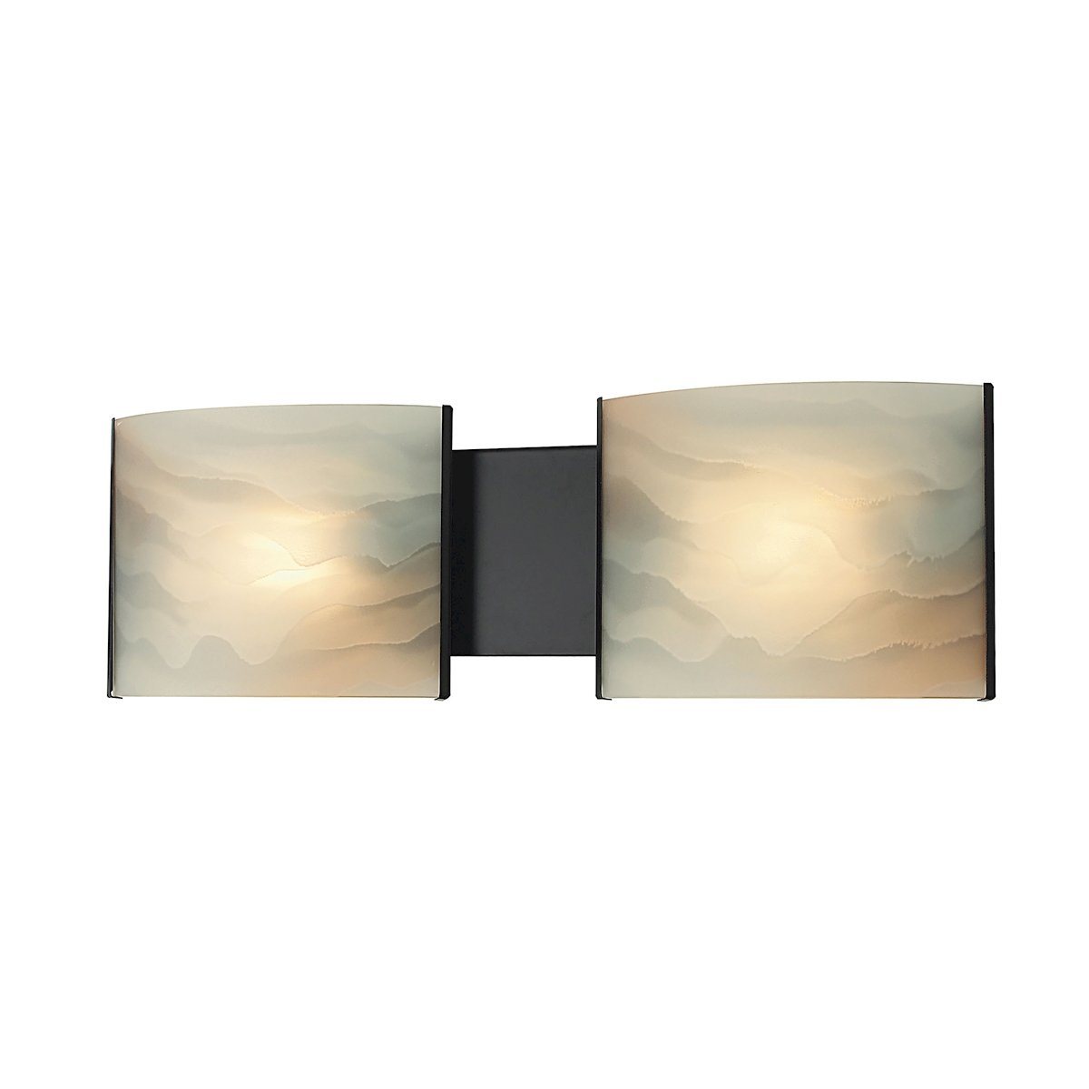 Pannelli 2 Light Vanity In Oil Rubbed Bronze And Hand-Moulded Honey Alabaster Glass Wall Elk Lighting 
