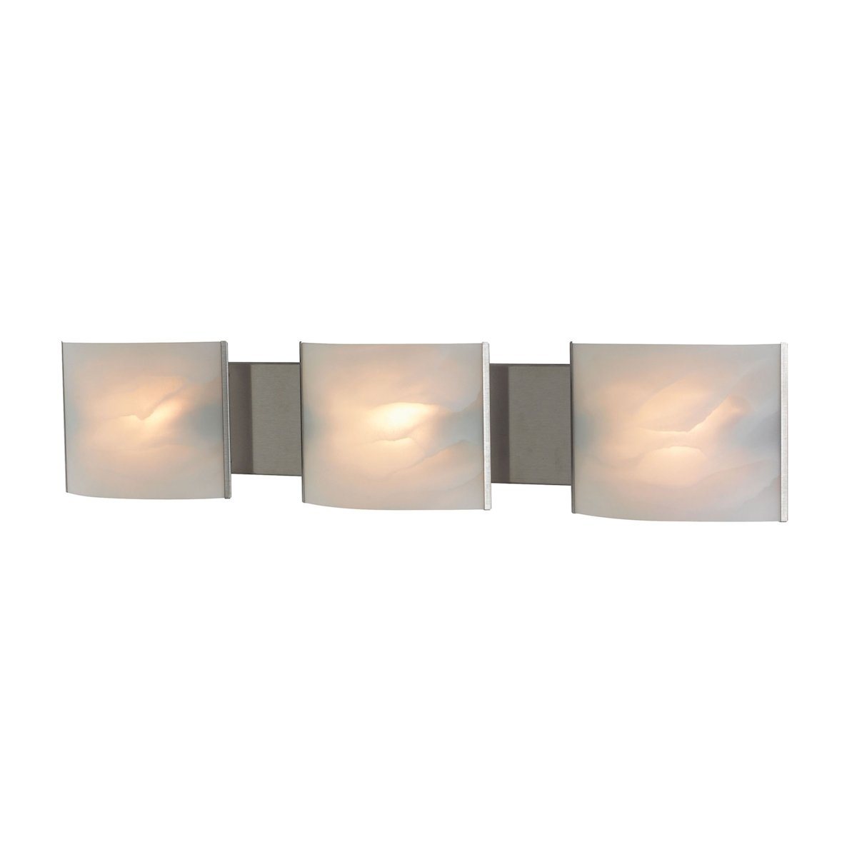 Pannelli 3 Light Vanity In Stainless Steel And Hand-Moulded White Alabaster Glass Wall Elk Lighting 