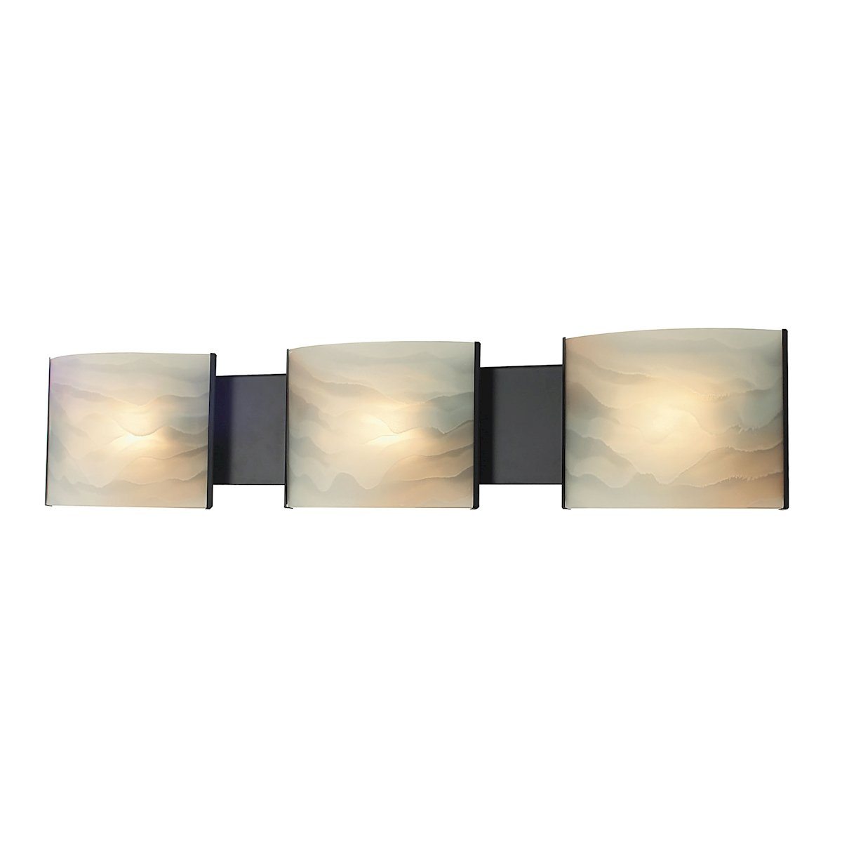 Pannelli 3 Light Vanity In Oil Rubbed Bronze And Hand-Moulded Honey Alabaster Glass Wall Elk Lighting 