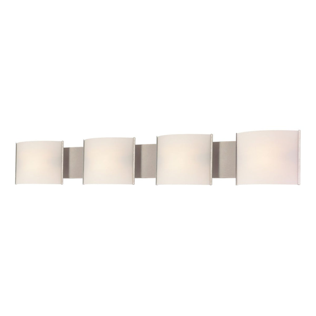 Pannelli 4 Light Vanity In Stainless Steel And Hand-Moulded White Opal Glass Wall Elk Lighting 