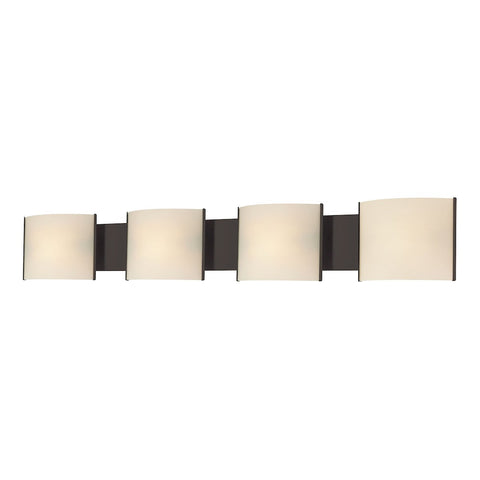 Pannelli 4 Light Vanity In Oil Rubbed Bronze And Hand-Moulded White Opal Glass Wall Elk Lighting 