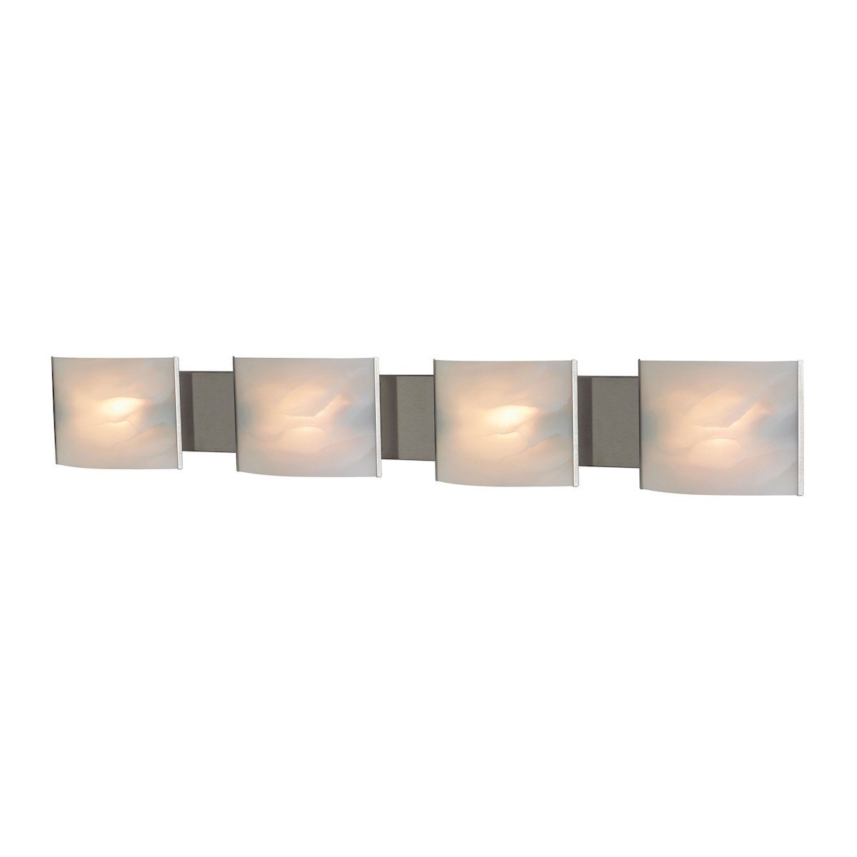 Pannelli 4 Light Vanity In Stainless Steel And Hand-Moulded White Alabaster Glass Wall Elk Lighting 