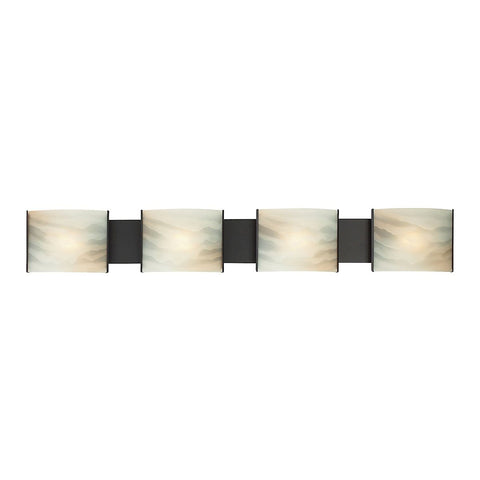 Pannelli 4 Light Vanity In Oil Rubbed Bronze And Hand-Moulded Honey Alabaster Glass Wall Elk Lighting 