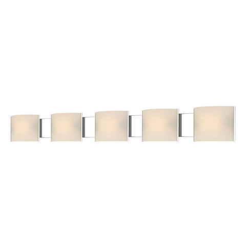 Pannelli 5 Light Vanity In Chrome And Hand-Moulded White Opal Glass Wall Elk Lighting 