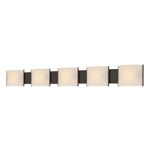 Pannelli 5 Light Vanity In Oil Rubbed Bronze And Hand-Moulded White Opal Glass Wall Elk Lighting 