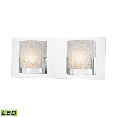 Ophelia 2 Light LED Vanity In Chrome And Clear Glass Wall Elk Lighting 