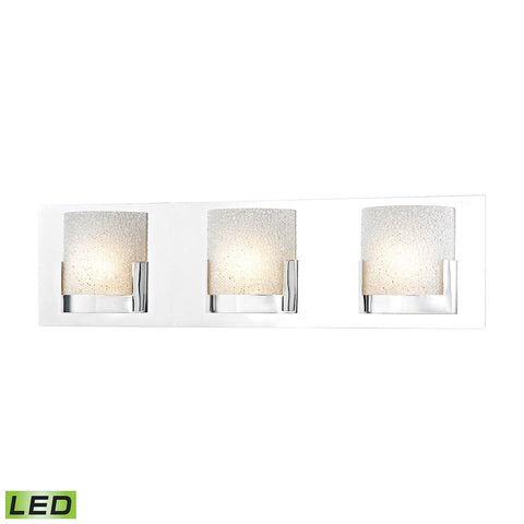 Ophelia 3 Light LED Vanity In Chrome And Clear Glass Wall Elk Lighting 