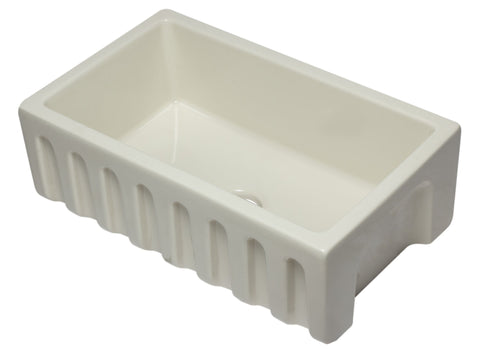 30 inch Biscuit Reversible Smooth / Fluted Single Bowl Fireclay Farm Sink Sink Alfi 