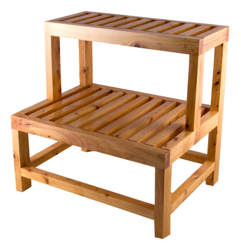 20" Double Wooden Stepping Stool Multi-Purpose Accessory Furniture Alfi 