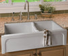36" White Arched Apron Thick Wall Fireclay Double Bowl Farm Sink Sink Alfi 
