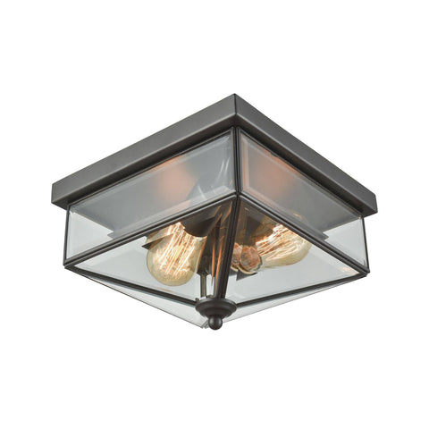 Lankford 2-Light Outdoor Flush in Oil Rubbed Bronze with Clear Glass Outdoor Lighting Thomas Lighting 