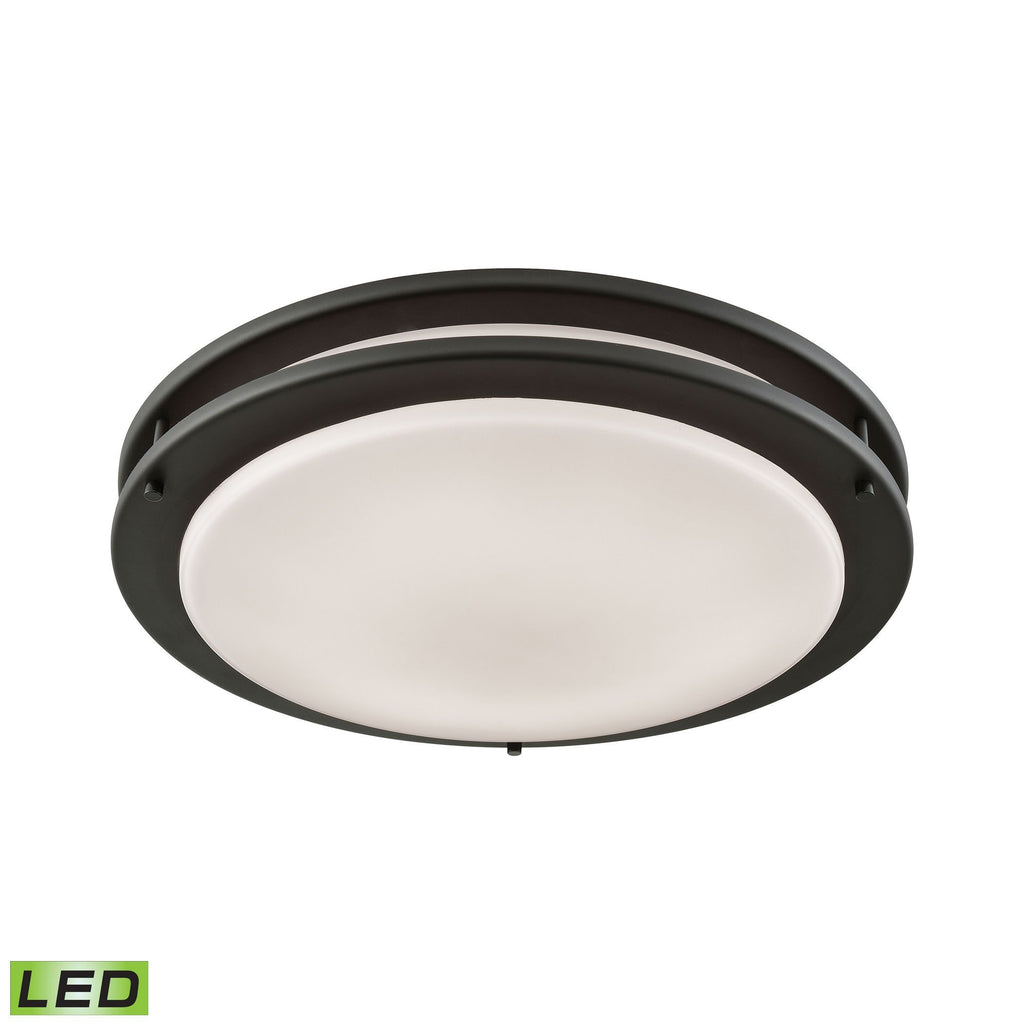 Clarion 15-inch LED Flush Mount in Oil Rubbed Bronze with a White Acrylic Diffuser Ceiling Thomas Lighting 