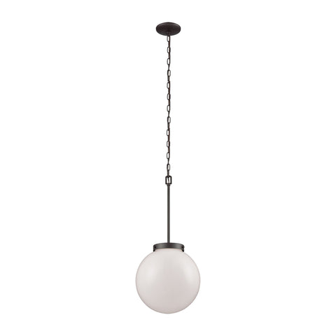 Beckett 1-Light Pendant in Oil Rubbed Bronze with Opal White Glass Ceiling Thomas Lighting 