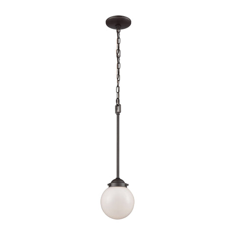 Beckett 1-Light Pendant in Oil Rubbed Bronze with Opal White Glass Ceiling Thomas Lighting 