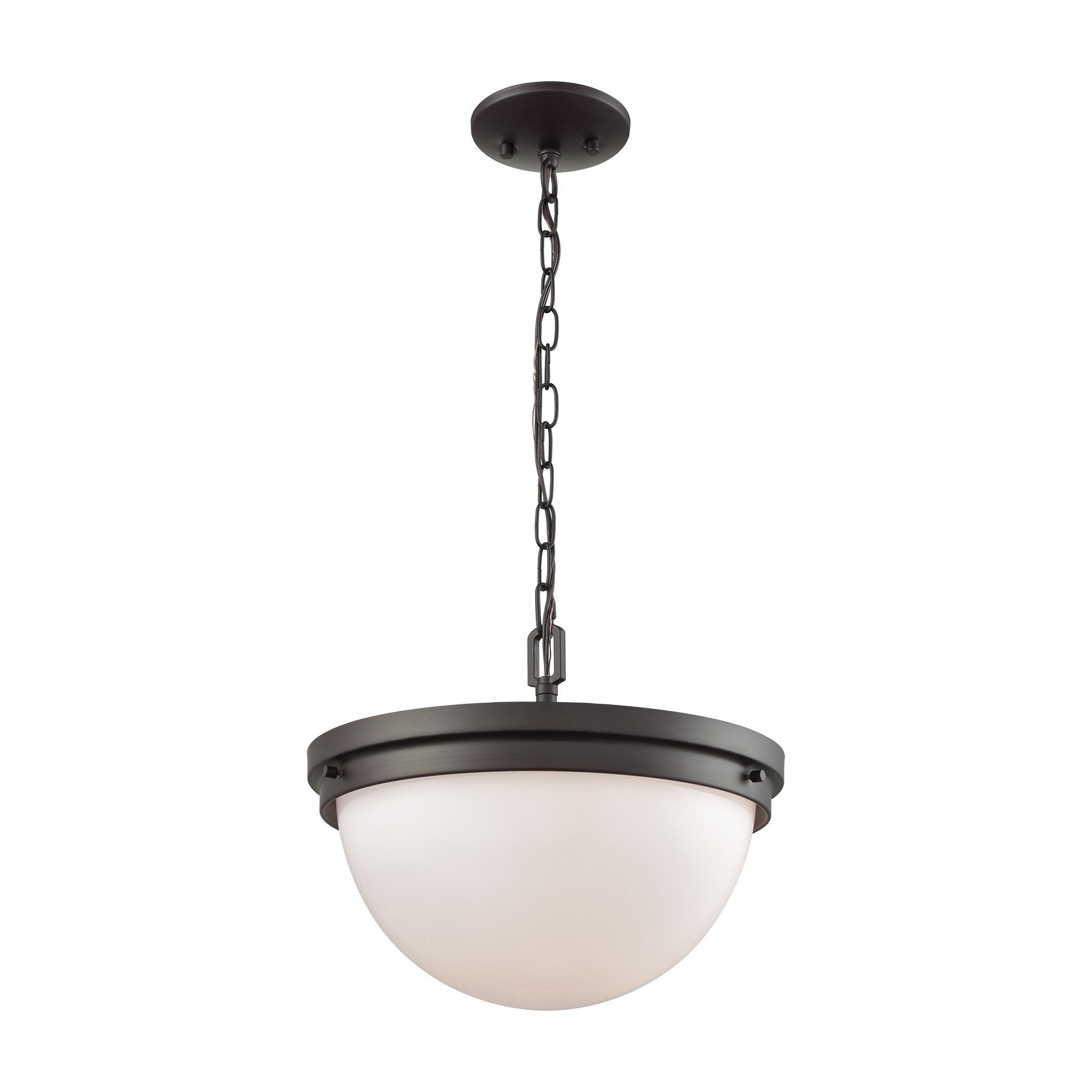 Beckett 3-Light Pendant, Semi Flush Mount Dual Mount in Oil Rubbed Bronze with Opal White Glass Ceiling Thomas Lighting 