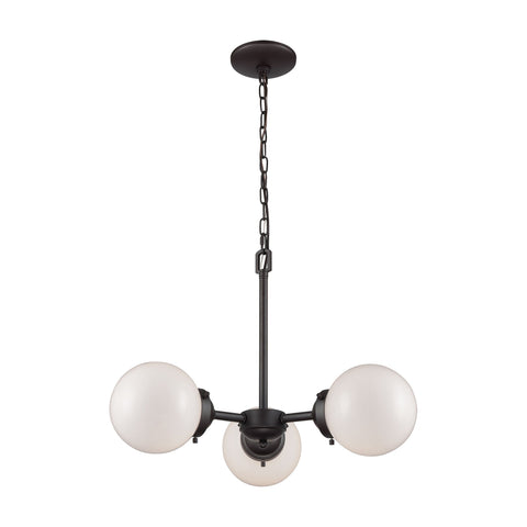 Beckett 3-Light Chandelier in in Oil Rubbed Bronze with Opal White Glass Ceiling Thomas Lighting 