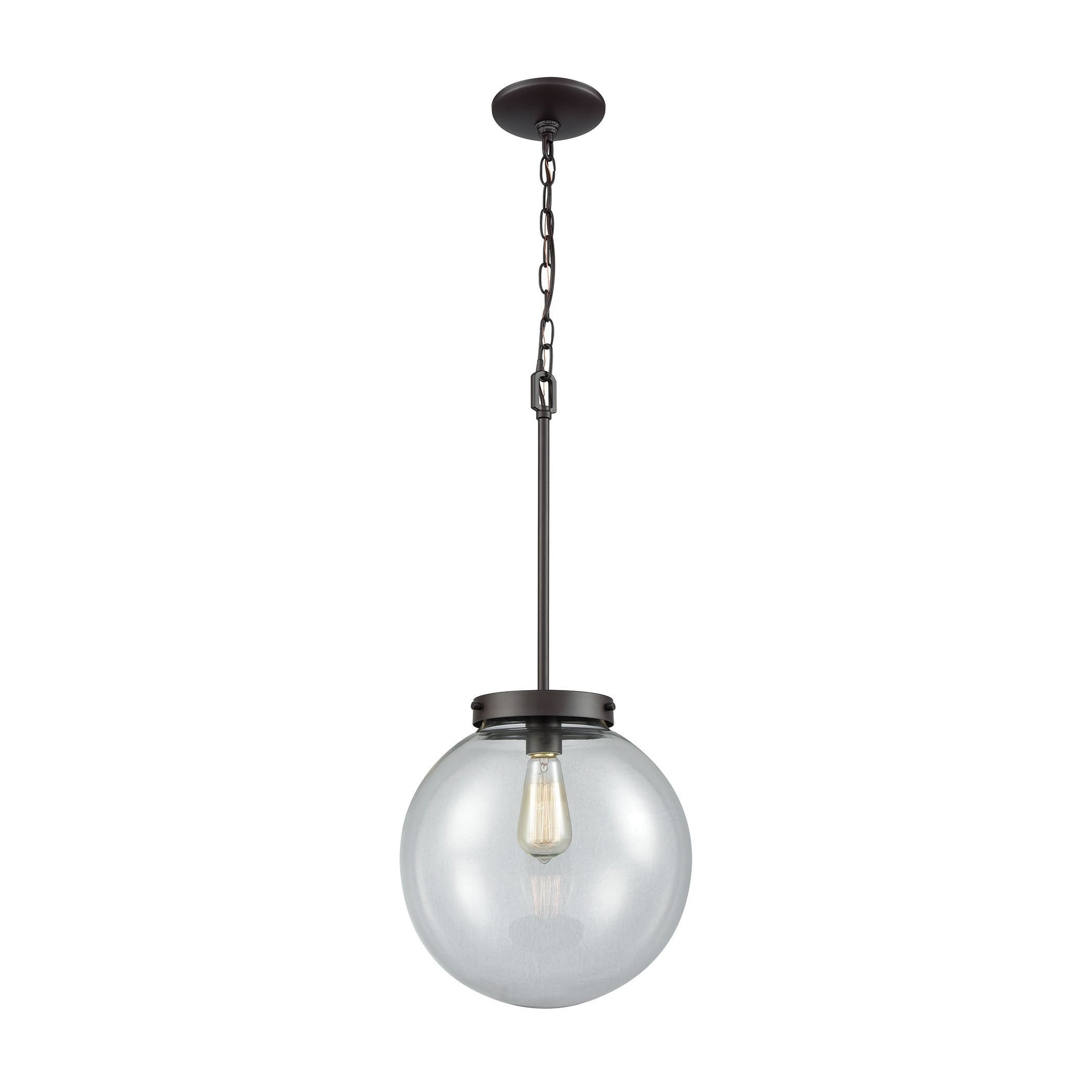 Beckett 1-Light Pendant in Oil Rubbed Bronze with Clear Glass Ceiling Thomas Lighting 