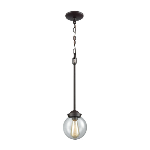 Beckett 1-Light Pendant in Oil Rubbed Bronze with Clear Glass Ceiling Thomas Lighting 
