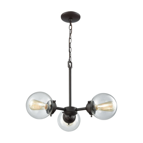 Beckett 3-Light Chandelier in in Oil Rubbed Bronze with Clear Glass Ceiling Thomas Lighting 