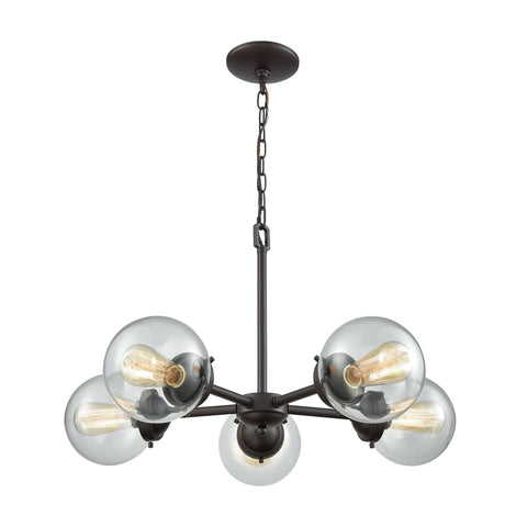 Beckett 5-Light Chandelier in in Oil Rubbed Bronze with Clear Glass Ceiling Thomas Lighting 
