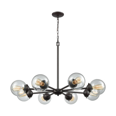 Beckett 8 Light Chandelier in in Oil Rubbed Bronze with Clear Glass Ceiling Thomas Lighting 