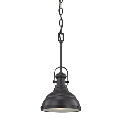Blakesley 1-Light Pendant in Oil Rubbed Bronze with Frosted Glass Ceiling Thomas Lighting 