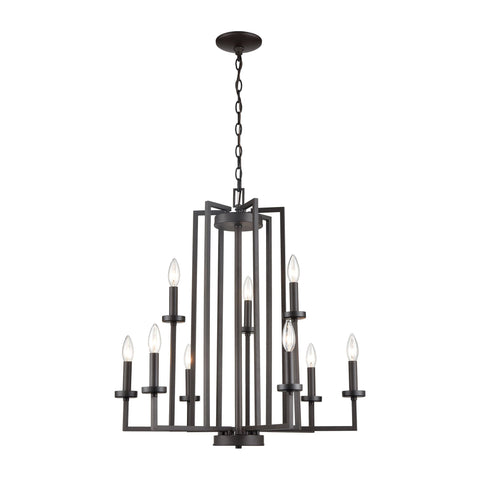 West End 9-Light Chandelier in Oil Rubbed Bronze Ceiling Thomas Lighting 