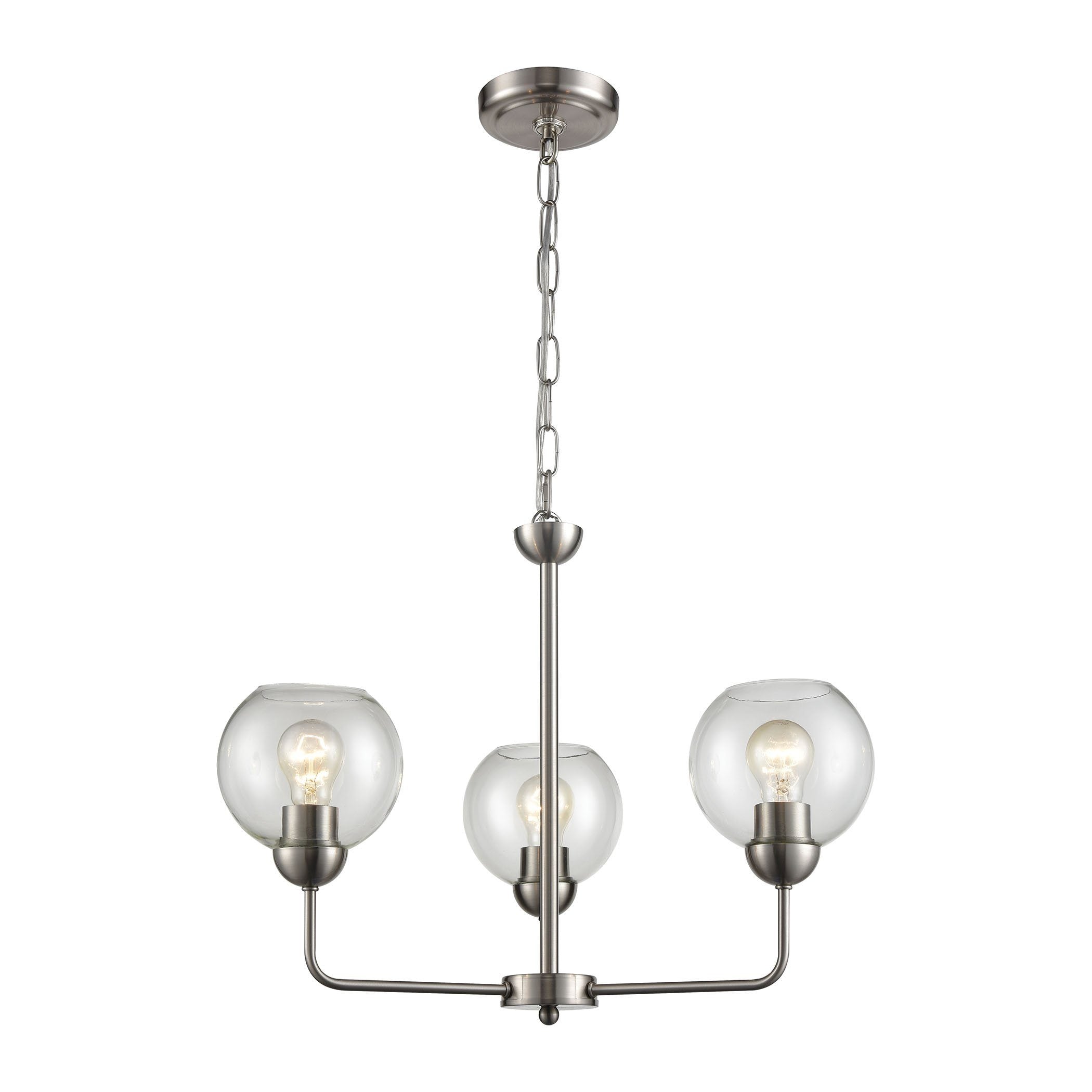 Astoria 3-Light Chandelier in Brushed Nickel Ceiling Thomas Lighting 
