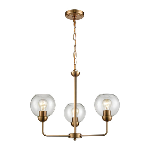 Astoria 3-Light Chandelier in Satin Gold Ceiling Thomas Lighting 