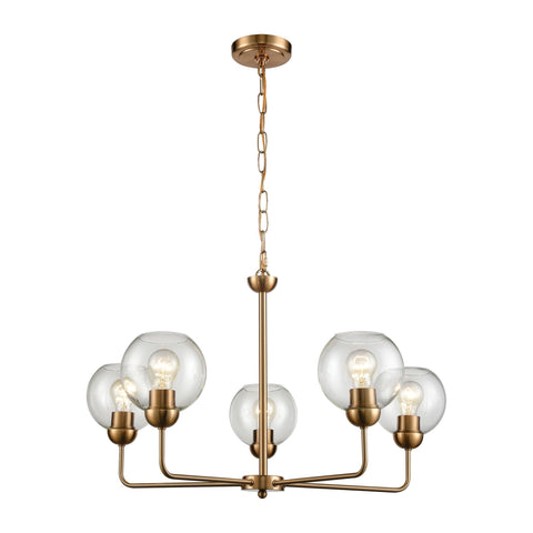 Astoria 5-Light Chandelier in Satin Gold Ceiling Thomas Lighting 