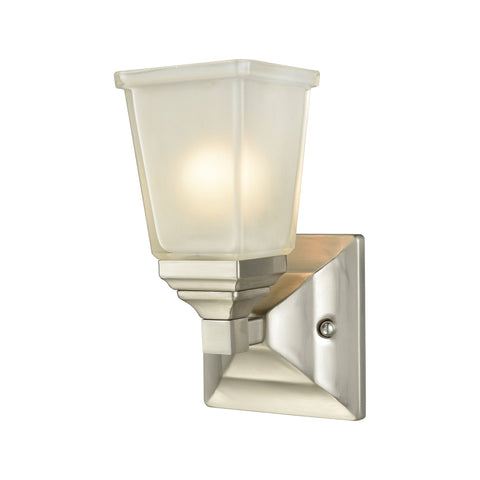 Sinclair 1-Light Bath Vanity Fixture in Brushed Nickel with Frosted Glass Wall Thomas Lighting 