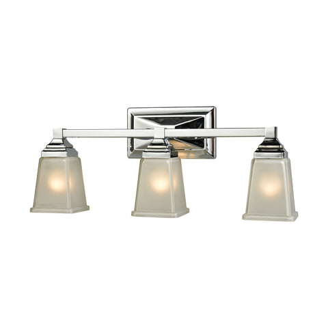 Sinclair 3-Light Bath Vanity Fixture in Polished Chrome with Frosted Glass Wall Thomas Lighting 