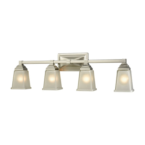Sinclair 4-Light Bath Vanity Fixture in Brushed Nickel with Frosted Glass Wall Thomas Lighting 