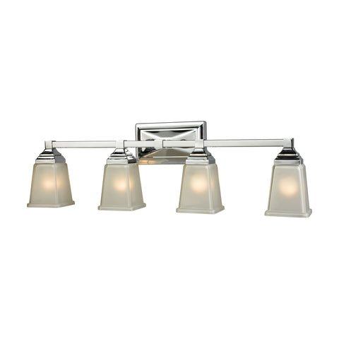 Sinclair 4-Light Bath Vanity Fixture in Polished Chrome with Frosted Glass Wall Thomas Lighting 
