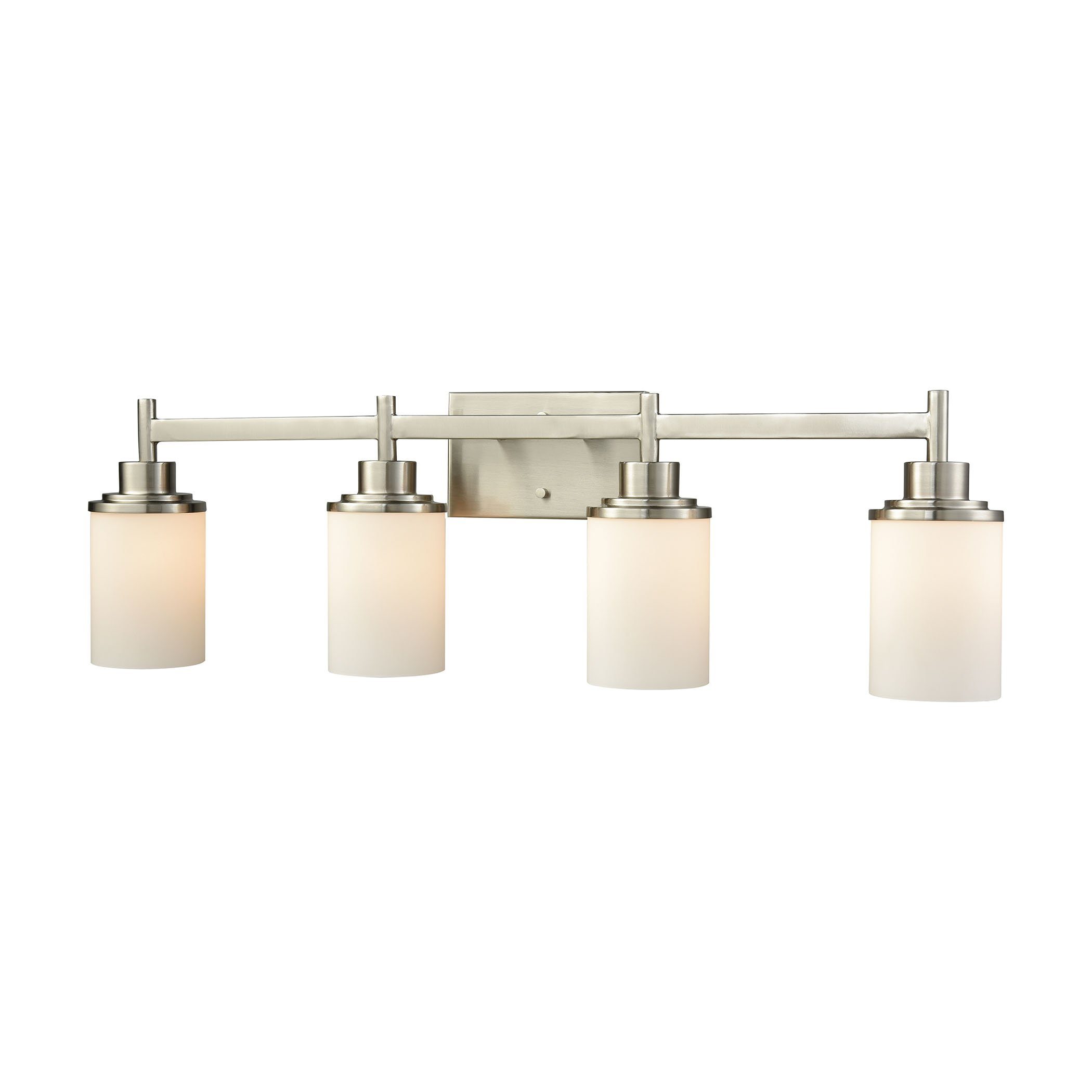 Belmar 4-Light Bath Vanity Fixture in Brushed Nickel with Opal White Glass Wall Thomas Lighting 