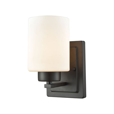 Summit Place 1-Light Bath Vanity Fixture in Oil Rubbed Bronze with Opal White Glass Wall Thomas Lighting 