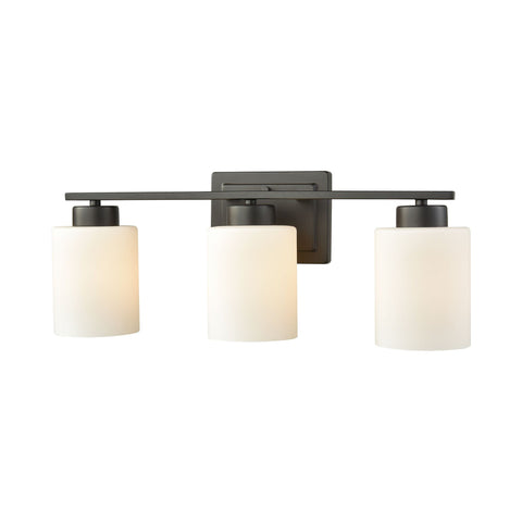 Summit Place 3-Light Bath Vanity Fixture in Oil Rubbed Bronze with Opal White Glass Wall Thomas Lighting 