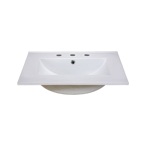 Ceramic Top - 25-inch Vitreous China with Rectangular Bowl - White (for 8-inch Widespread Faucet) Sink Ryvyr 