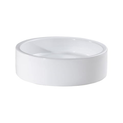 19-inch Cylinder Vitreous China Vessel - White
