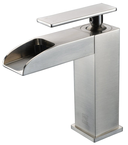 Brushed Nickel Single Hole Waterfall Bathroom Faucet Faucets Alfi 