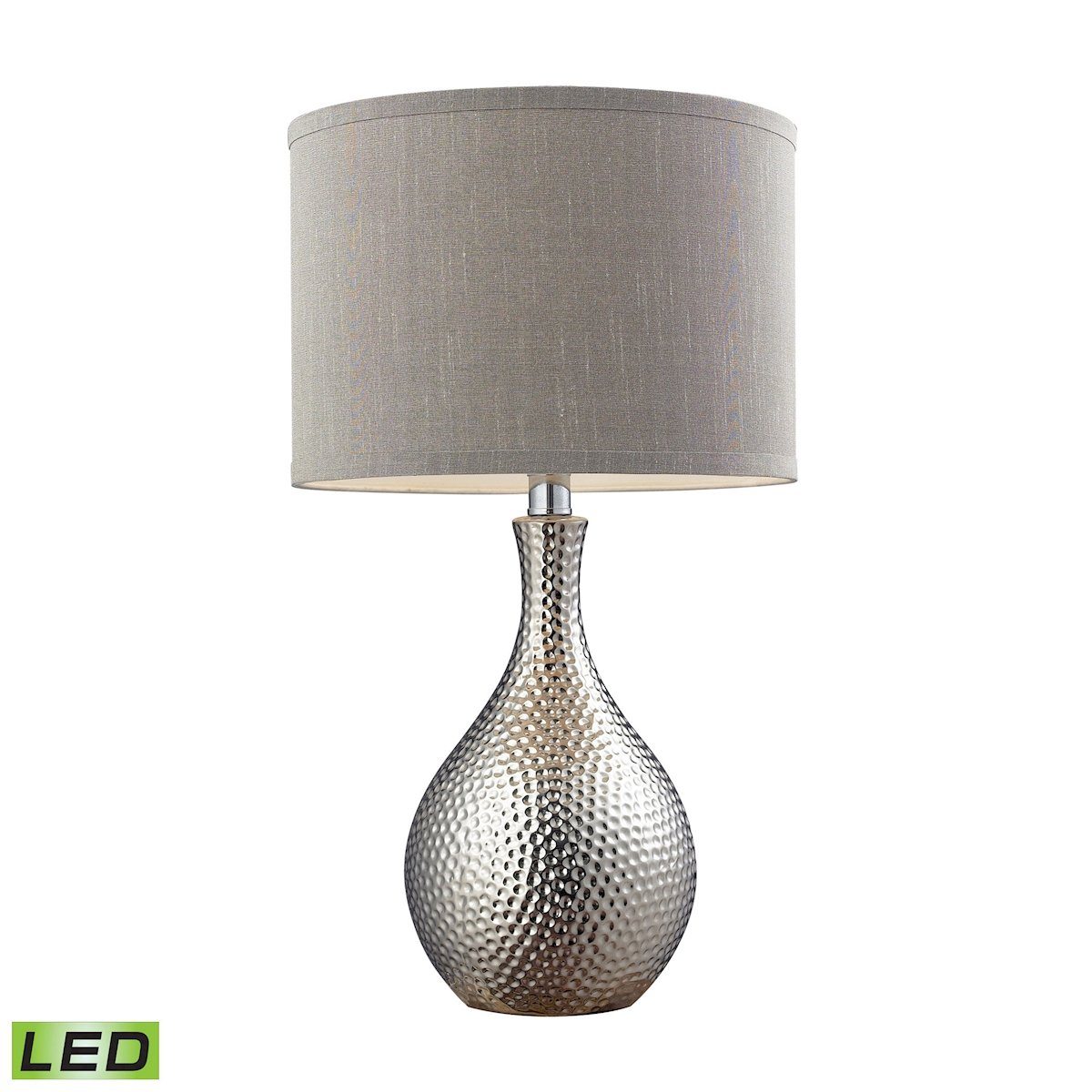 Hammered Chrome 22"h LED Table Lamp With Grey Shade Lamps Dimond Lighting 