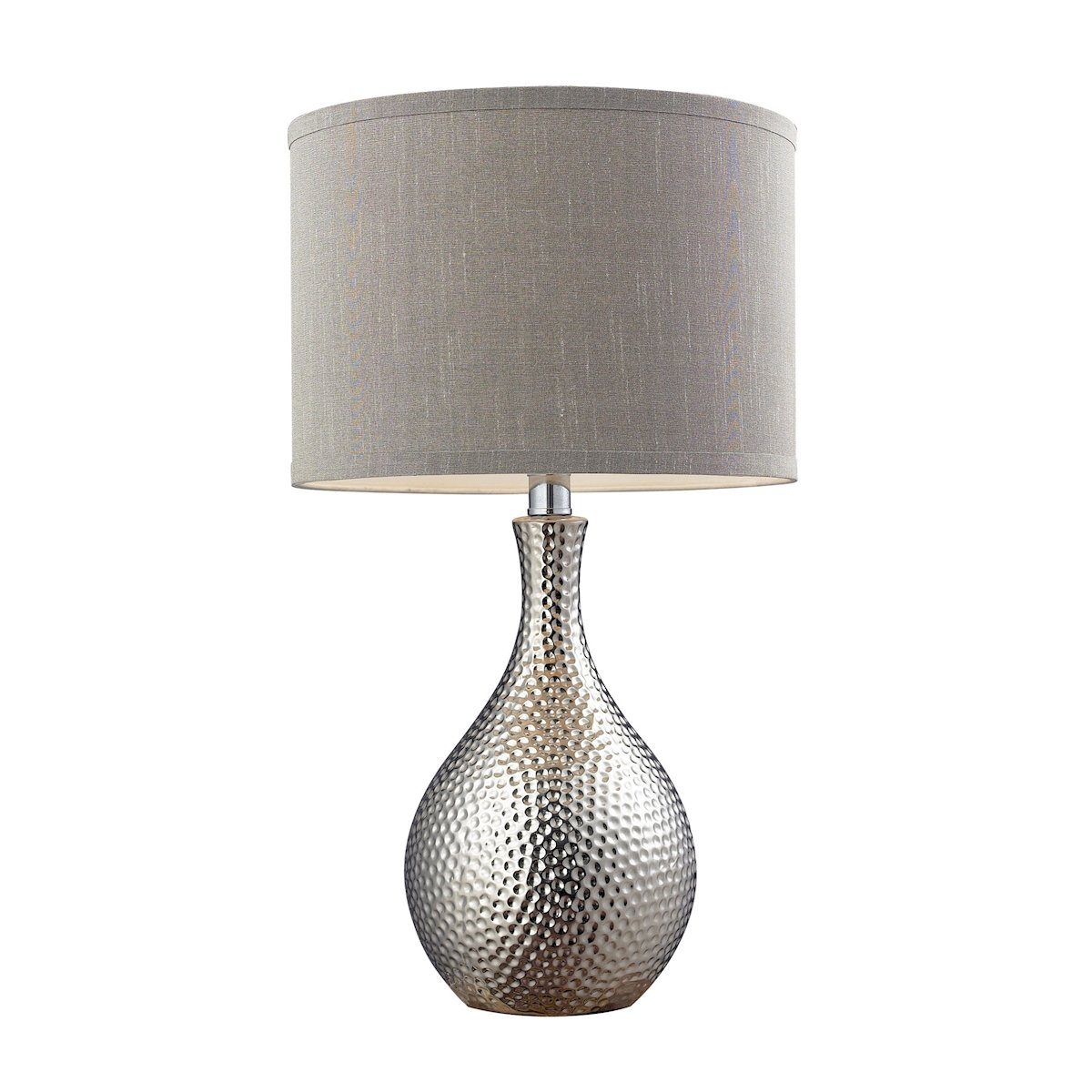 Hammered Chrome 22"h Table Lamp with Grey Shade Lamps Dimond Lighting 