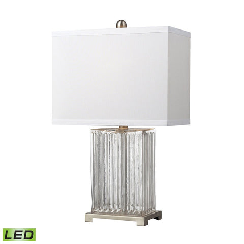 Ribbed Clear Glass LED Table Lamp in Brushed Steel Lamps Dimond Lighting 