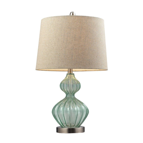 Smoked Glass 25"h Table Lamp In Pale Green With Metallic Linen Shade Lamps Dimond Lighting 