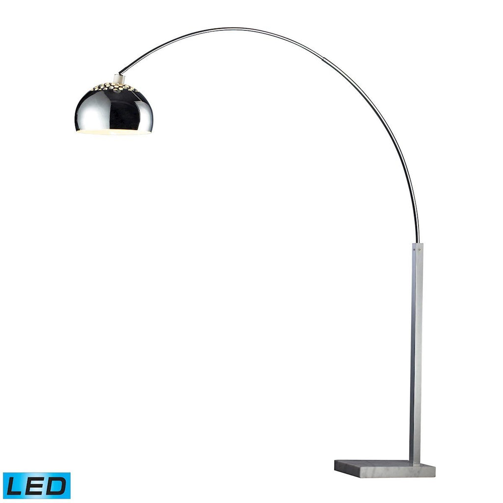 Penbrook LED Arc Floor Lamp In Chrome With White Marble Base Lamps Dimond Lighting 