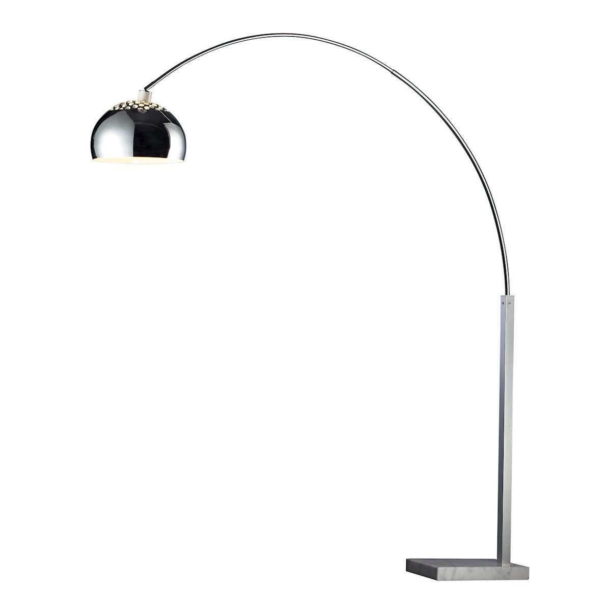Penbrook Arc Floor Lamp In Chrome With White Marble Base Lamps Dimond Lighting 