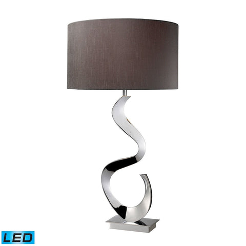 Morgan LED Table Lamp In Chrome With Grey Faux Silk Shade Lamps Dimond Lighting 