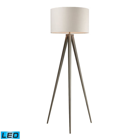 Salford LED Floor Lamp In Satin Nickel With Off-White Linen Shade Lamps Dimond Lighting 
