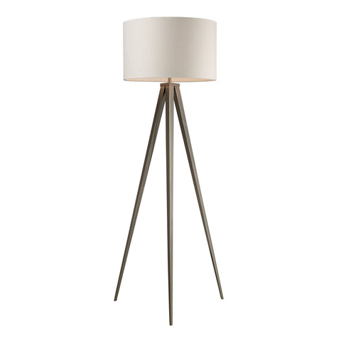 Salford Floor Lamp In Satin Nickel With Off-White Linen Shade Lamps Dimond Lighting 