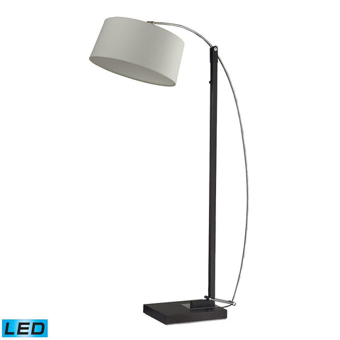 Logan Square LED Floor Lamp In Dark Brown With Off-White Linen Shade Lamps Dimond Lighting 